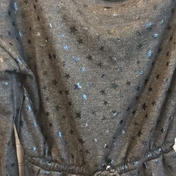 Lelis Long Sleeve Black Stars One Shoulder Romper size Medium - Picture 5 of 7